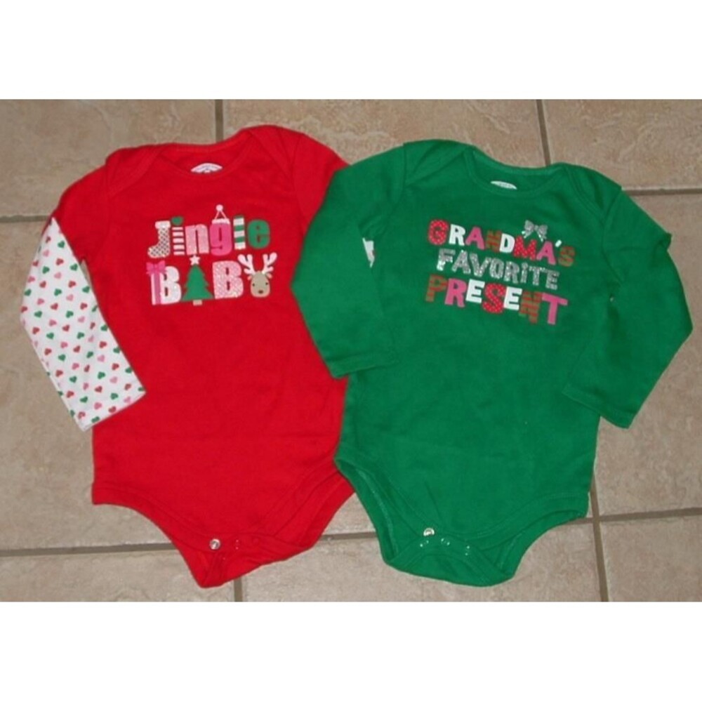 Girls Sz 24 Months Christmas Holiday Long Sleeve 2 Pc Snap Crotch Shirt Lot